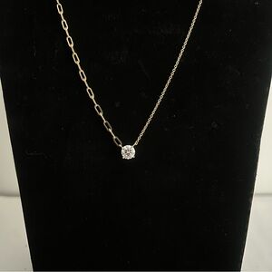 New Diamonique Gold Clip Chain Pendant Necklace